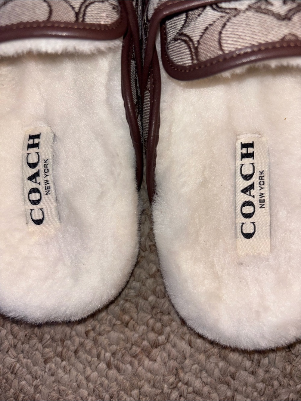 COACH Archival Buckle Clog Canvas With Shearling - Picture 5 of 9